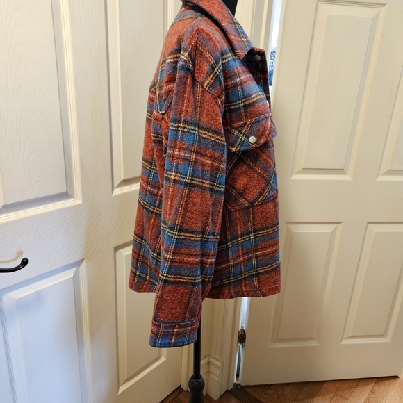 Jodifl Plaid Shacket Shirt Snap Front Size Medium Women's - Picture 5 of 7